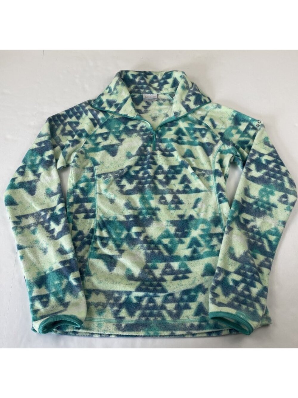 Columbia 1/4 Zip Fleece Pullover Women’s S Arctic Air Geometric Mint Teal Light